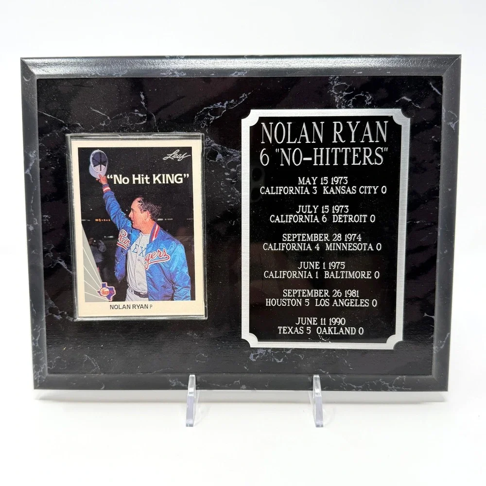 Nolan Ryan Plaque Framed Card No Hit King 6 No Hitters Display Baseball